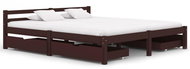 Bed frame 4 drawers dark brown solid pine 160x200 cm - Bed Frame