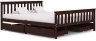 Bed frame 4 drawers dark brown solid pine 160x200 cm - Bed Frame