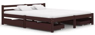 Bed frame 4 drawers dark brown solid pine 180x200 cm - Bed Frame