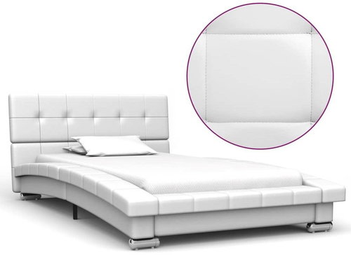 Bed frame white faux leather 200x90 cm - Bed Frame - Main image