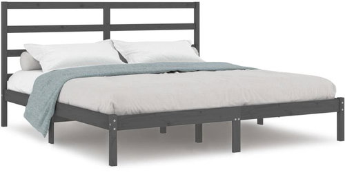 Rám postele šedý masivní dřevo 180 × 200 cm Super King, 3104950 - Postel - Main image