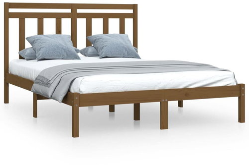 Rám postele medově hnědý masivní dřevo 150 × 200 cm King Size, 3105258 - Rám postele - Main image