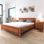 Bed frame brown solid acacia wood king size - Bed Frame