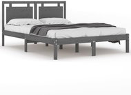 Rám postele šedý masivní dřevo 140 × 200 cm, 3105537 - Postel