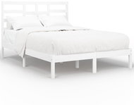 Bed frame white solid wood 160 × 200 cm, 3105806 - Bed
