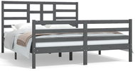 Rám postele šedý masivní dřevo 160 × 200 cm, 3105872 - Postel