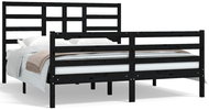 Rám postele černý masivní dřevo 160 × 200 cm, 3105874 - Postel
