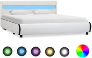 Bed frame with LED white faux leather 120x200 cm - Bed Frame