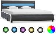 Bed frame with LED light anthracite faux leather 140x200 cm - Bed Frame