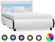 Bed frame with LED light white faux leather 100x200 cm - Bed Frame