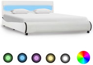 Bed frame with LED light white faux leather 160x200 cm - Bed Frame