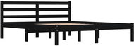 Rám postele masivní borovice 150 × 200 cm černý King Size, 810439 - Rám postele