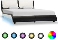 Bed frame with LED light black and white faux leather 120x200 cm - Bed Frame