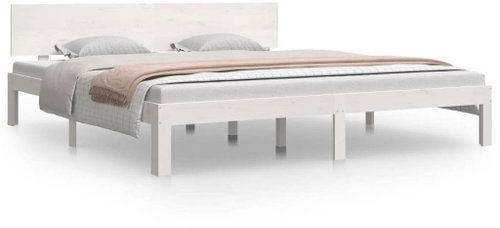 Bed frame white solid wood 180 × 200 cm Super King, 810511 - Bed - Main image