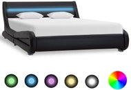Bed frame with LED light black faux leather 160x200 cm - Bed Frame