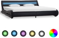 Bed frame with LED light black faux leather 180x200 cm - Bed Frame