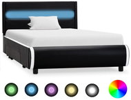 Bed frame with LED light black faux leather 90x200 cm - Bed Frame