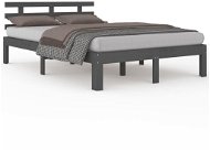 Rám postele sivý masívne drevo 200 × 200 cm, 814776 - Rám postele