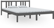 Rám postele šedý masivní dřevo 150 × 200 cm King Size, 814891 - Rám postele