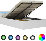 Bed frame with LED storage space white faux leather 140x200 cm - Bed Frame