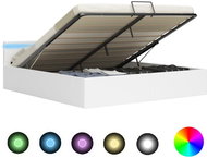 Bed frame with LED storage space white faux leather 180x200 cm - Bed Frame