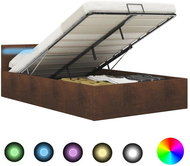 Bed frame with LED storage space brown textile 120x200 cm - Bed Frame