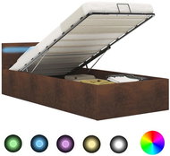 Bed frame with LED storage space brown textile 90x200 cm - Bed Frame
