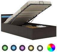 Bed frame with LED storage space gray faux leather 100x200 cm - Bed Frame