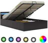 Bed frame with LED storage space gray faux leather 120x200 cm - Bed Frame