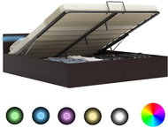 Bed frame with LED storage space gray faux leather 180x200 cm - Bed Frame