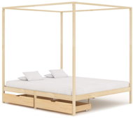 Bed frame with canopy 2 drawers solid pine 160x200 cm - Bed Frame