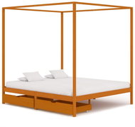 Bed frame with canopy 2 drawers solid pine 180x200 cm - Bed Frame