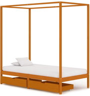 Bed frame with canopy 2 drawers solid pine 90x200 cm - Bed Frame