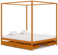 Bed frame with canopy 4 drawers solid pine 160x200 cm - Bed Frame