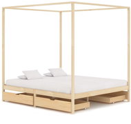 Bed frame with canopy 4 drawers solid pine 180x200 cm - Bed Frame