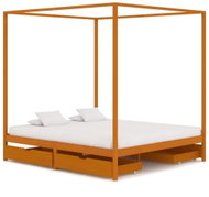 Bed frame with canopy 4 drawers solid pine 180x200 cm - Bed Frame