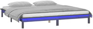 Rám postele s LED světlem šedý 135×190 cm Double masivní dřevo, 820648 - Rám postele