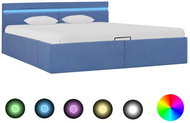 Bed frame with storage space LED blue textile 160x200 cm - Bed Frame