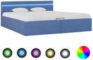 Bed frame with storage space LED blue textile 180x200 cm - Bed Frame