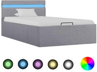 Bed frame with storage space LED light gray textile 90x200cm - Bed Frame
