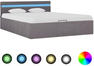 Bed frame with storage space LED taupe textile 140x200 cm - Bed Frame