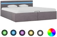 Bed frame with storage space LED taupe textile 160x200 cm - Bed Frame