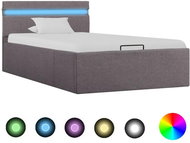 Bed frame with storage space LED taupe textile 90x200 cm - Bed Frame