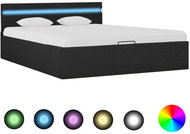 Bed frame with storage space LED dark gray textile 140x200cm - Bed Frame