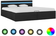 Bed frame with storage space LED dark gray textile 160x200cm - Bed Frame