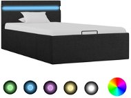 Bed frame with storage space LED dark gray textile 90x200 cm - Bed Frame