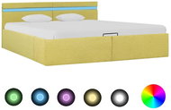 Bed frame with storage space LED green textile 160x200 cm - Bed Frame