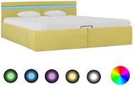 Rám postele s úložným prostorem LED zelený textil 180x200 cm - Rám postele