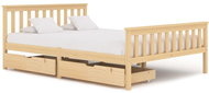 Bed frame with 2 drawers solid pine wood 140x200 cm - Bed Frame