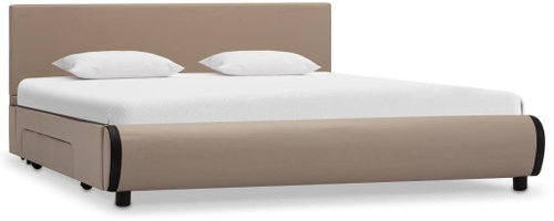 Bed frame with cappuccino drawers faux leather 140x200 cm - Bed Frame - Main image